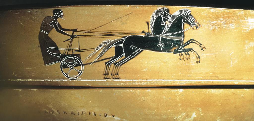 Un aurige (conducteur de char). Dans l’Antiquité, il y avait beaucoup moins de disciplines que dans les Jeux actuels : des courses hippiques et des épreuves athlétiques pour l’essentiel et aucun sport collectif. © BEBA/AISA / Bridgeman Images